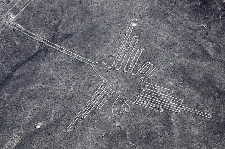 Aerial photograph of the Nazca Lines Hummingbird