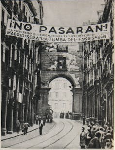 El centro de Madrid, alrededor de 1936-1937. Foto: Mikhail Koltsov (Wikimedia)