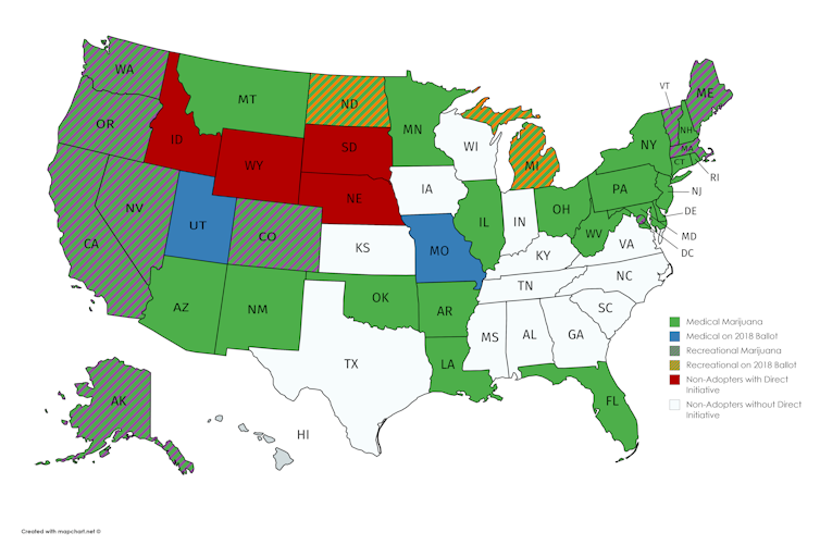 Marijuana is on the ballot in four states, but legalization may soon stall, researchers say