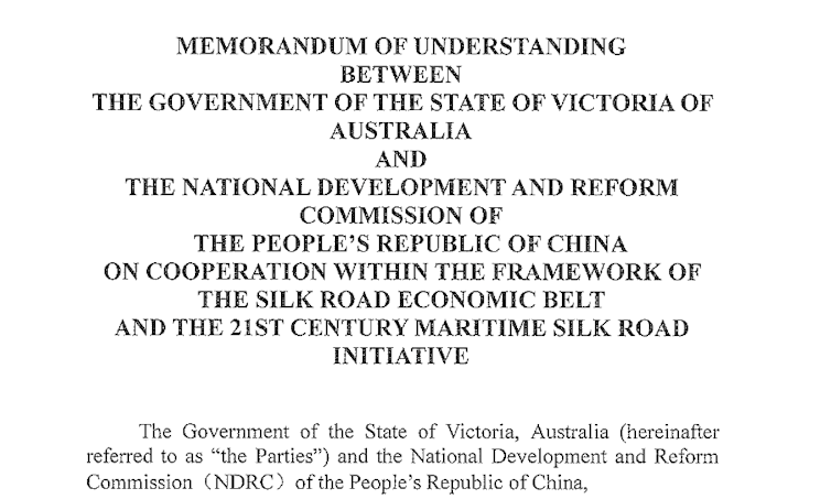 Why we should worry about Victoria's China memorandum of understanding