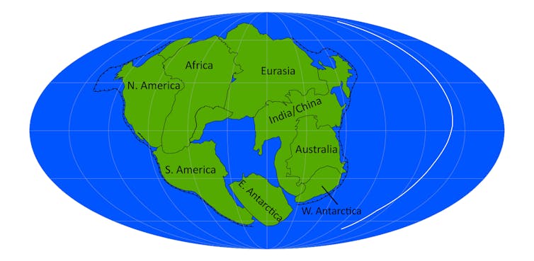 Pangea Última, formado por el cierre del océano Atlántico.