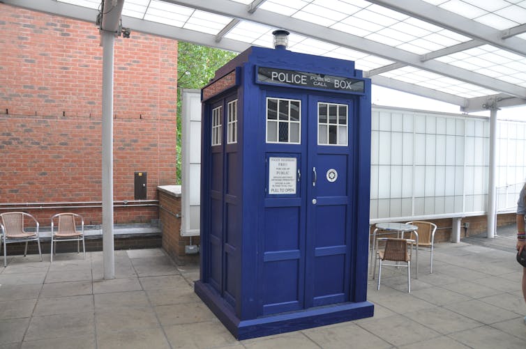 'TIME MACHINE'. Dr Who used the this time machine, called the TARDIS, to travel through space and time on the BBC television show Dr Who. Babbel1996 / Wikimedia Commons, CC BY-SA 