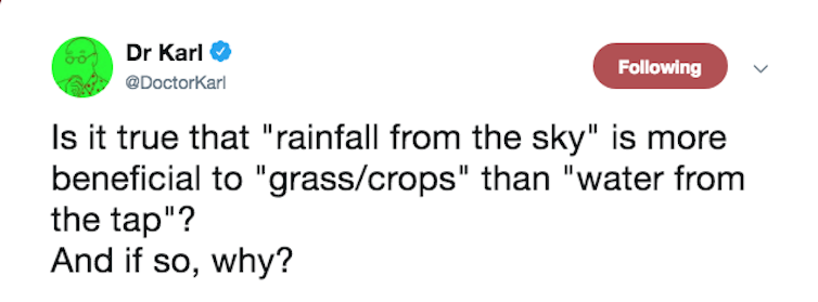 is rain better than tap water for plants?