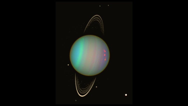 URANUS. Uranus seen in this false-color view from NASA's Hubble Space Telescope. NASA 