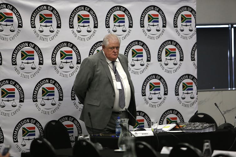 Angelo Agrizzi, the former chief operating officer of private security firm, at a South African commission of inquiry into corruption. Sunday Times/Alan Skuy