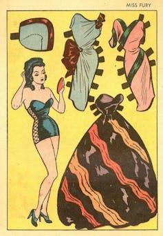 A Miss Fury paper doll cut out