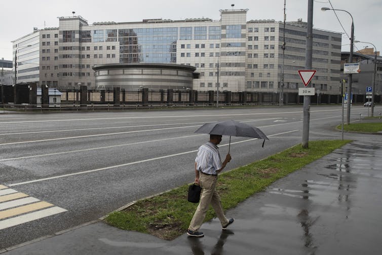 The Russian military intelligence service building; 12 of its officers hacked into the Clinton presidential campaign.