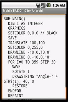 mobile BASIC 1.0 for android programming