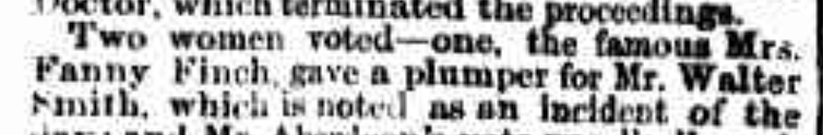 Australia’s first known female voter, the famous Mrs Fanny Finch