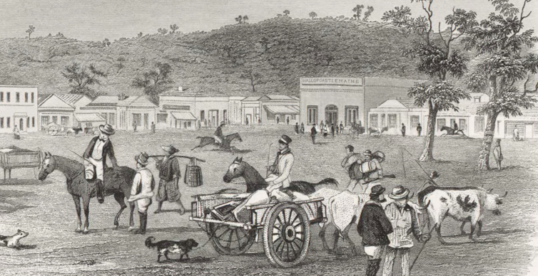 Market Square, Castlemaine, c1855