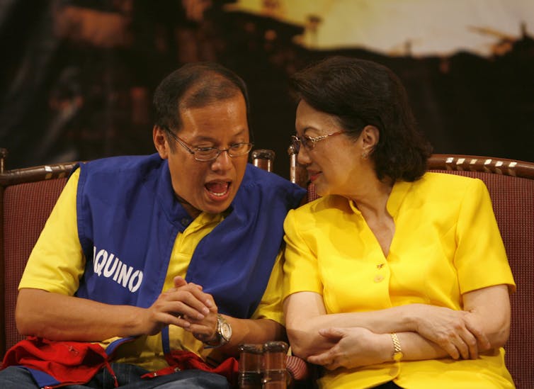 Benigno Aquino Jr. and his mother, Corazon Aquino, seen here in 2006, both served as president of the Philippines. Reuters/Romeo Ranoco