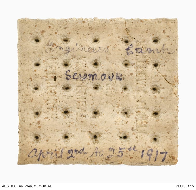 Before the Anzac biscuit, soldiers ate a tile so hard you could write on it