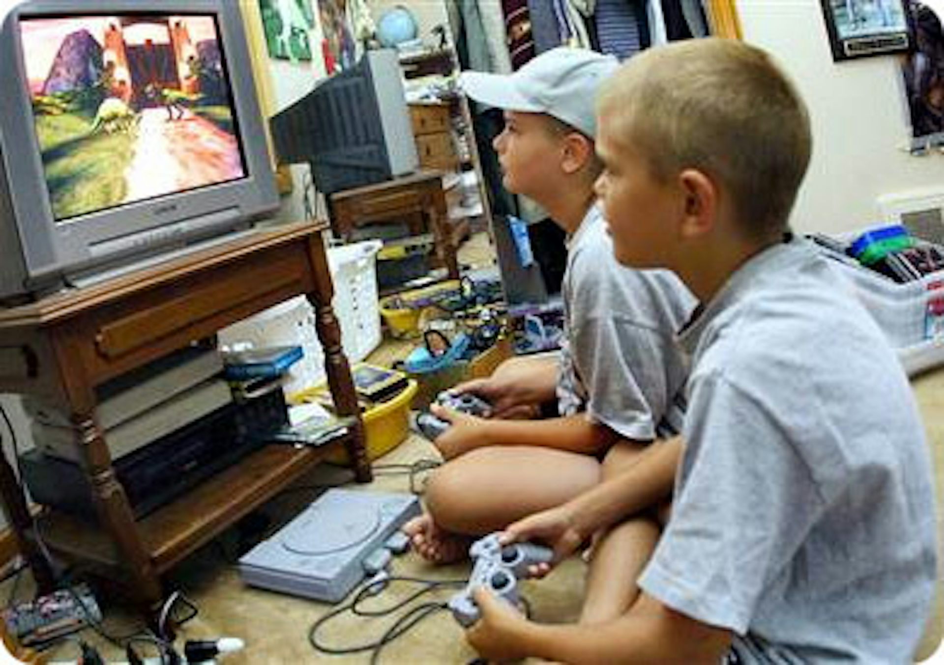children playing computer games