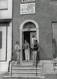 The Baltimore American Indian Center, 113 S. Broadway, is the hub of cultural activities for area Indians.Photo by John Davis, The News American, October 24, 1985. Baltimore News American Photo Archive, Special Collections and University Archives, University of Maryland College Park. Permission granted by the Hearst Corporation, Author provided