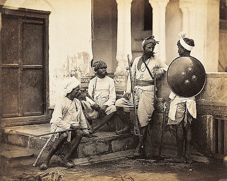 A photograph from the 1860s of Rajputs, classified as a high-caste Hindu