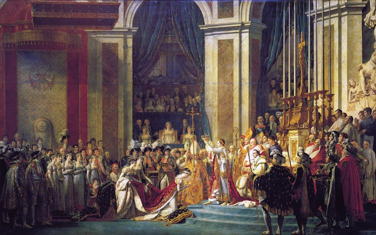 La consagración de Napoleón, por Jacques Louis David, 1808. Museo del Louvre. Wikipedia