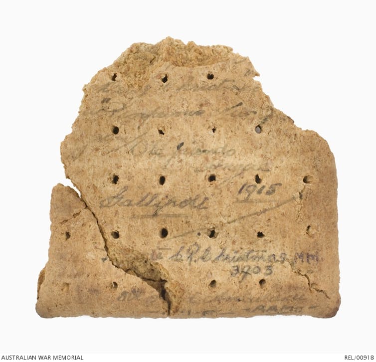 Before the Anzac biscuit, soldiers ate a tile so hard you could write on it