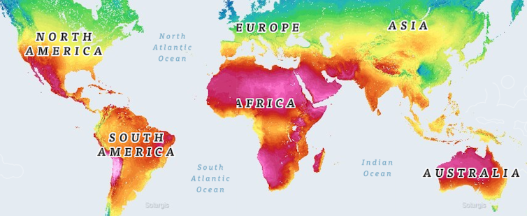 In the Sahara desert, each square metre receives, on average, between 2,000 and 3,000 kilowatt hours of solar energy per year, according to NASA estimates.