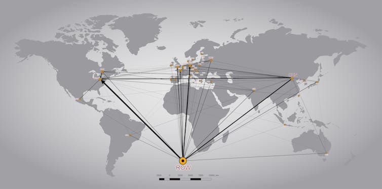 Flujos de carbono incorporados en las exportaciones de las multinacionales estadounidenses. 