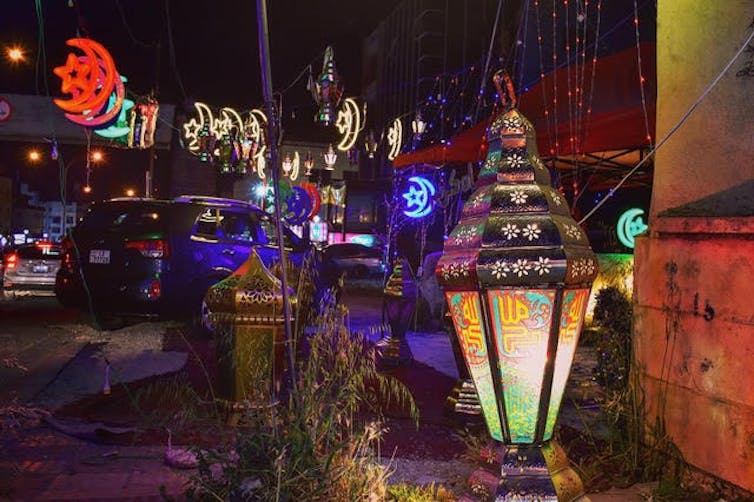 Fanous, the colorful lanterns of Ramadan, light up the streets of Amman, Jordan, throughout the holy month of fasting. Ken Chitwood, CC BY