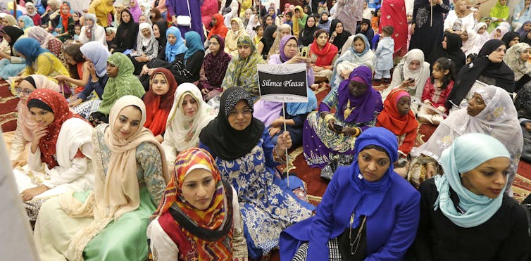 Muslim women at a prayer service at a mosque in Redmond, Washington, to mark the end of Ramadan and the start of Eid-al-Fitr in 2016. AP Photo/Ted S. Warren Muslim women at a prayer service at a mosque in Redmond, Washington, to mark the end of Ramadan and the start of Eid-al-Fitr in 2016. AP Photo/Ted S. Warren