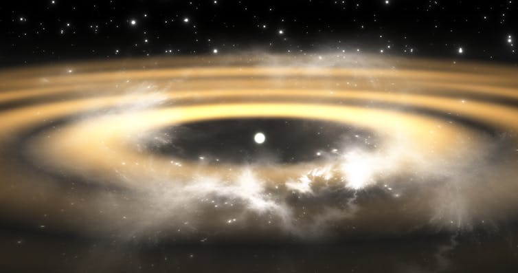 An illustration of a protoplanetary disk: the rings around young star suggest planet formation in progress. Shutterstock/Jurik Peter