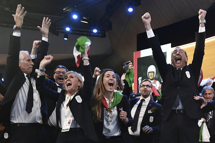 Italians cheering