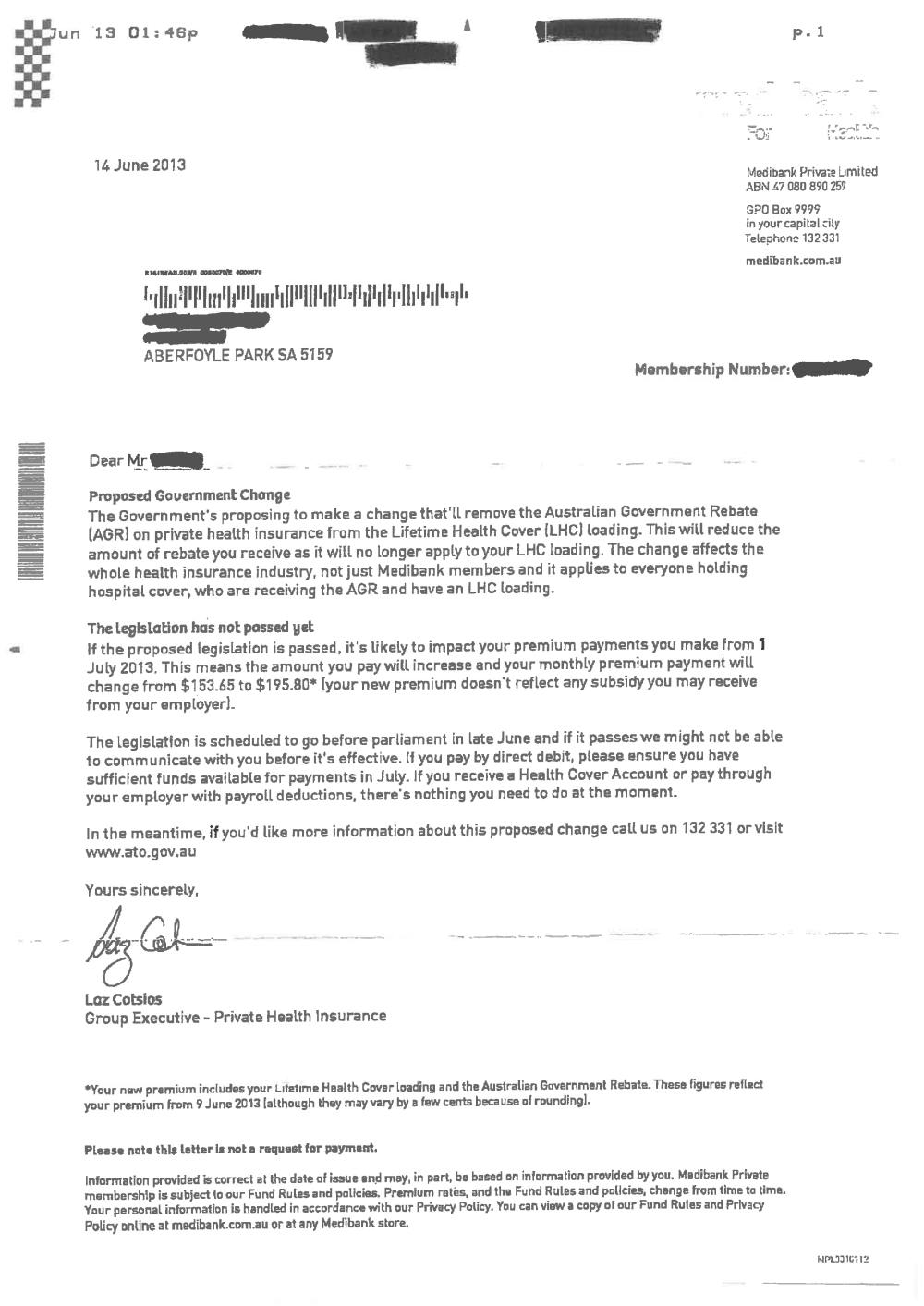 FactCheck could private lifetime health cover changes cost $1000 Boothby private health letter Dr Andrew Southcott MP s office