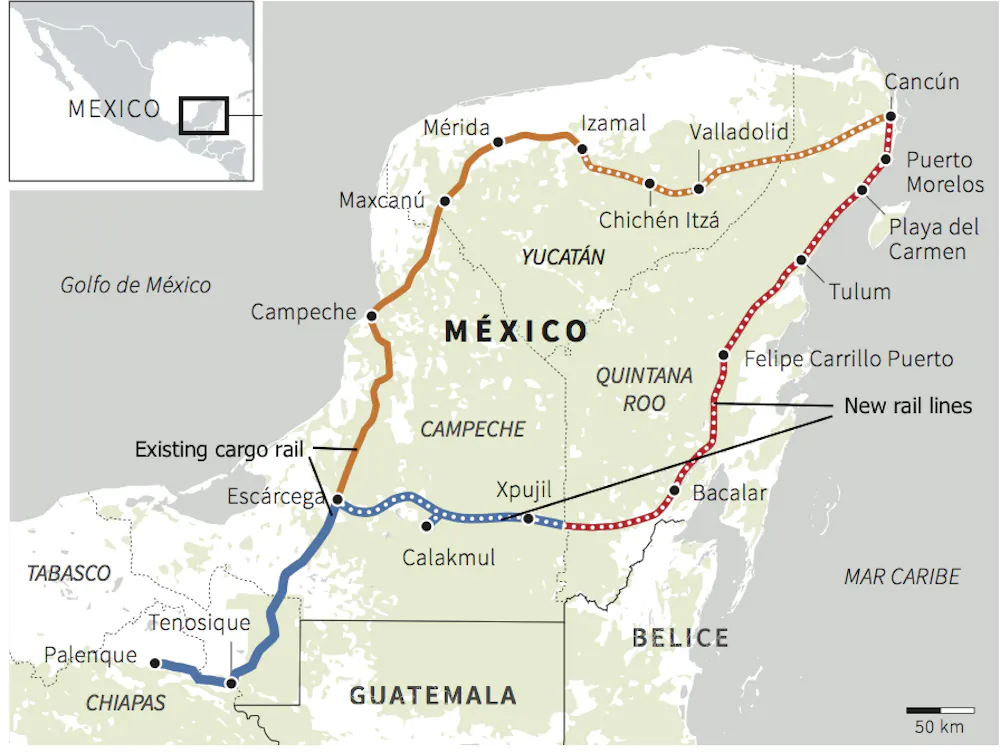 Mexico Train Routes Map Mexico wants to run a tourist train through its Mayan heartland ...