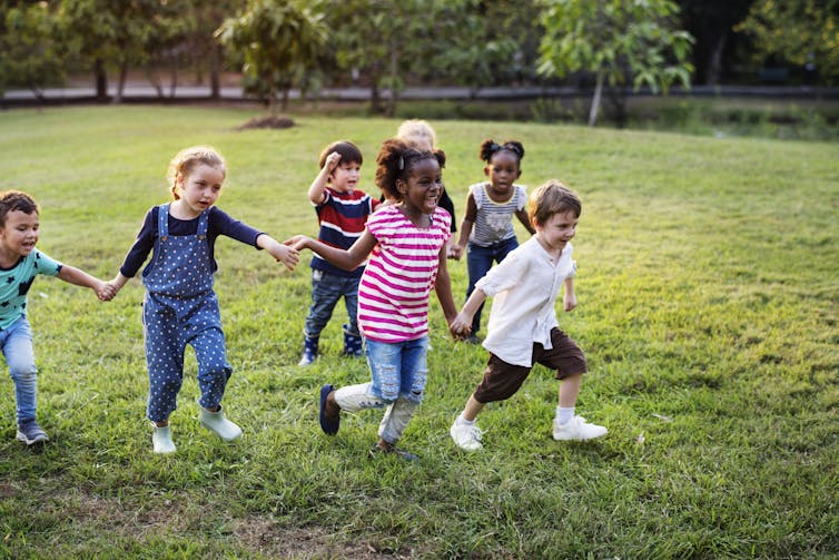 Playing outdoors children