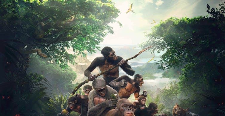 GAME. 'Ancestors: The Humankind Odyssey' is an open world survival game where you control a group of hominins and explore, expand, and lock in new knowledge so your clanâ can evolve. Image from Panache Digital,Â author provided 