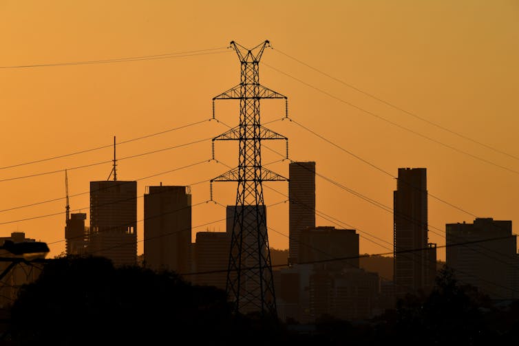 high-voltage electricity transmission tower in Brisbane