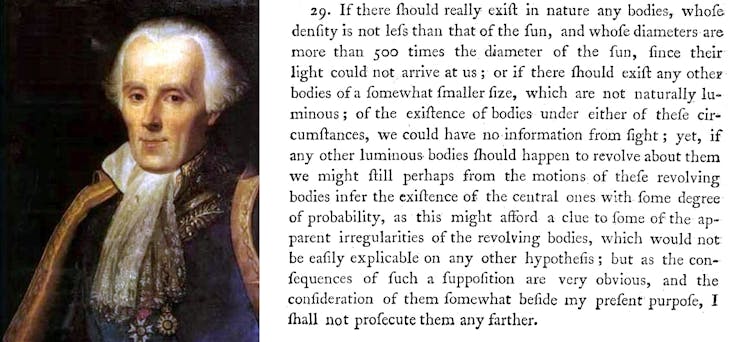 John Michell (1724–1793) was the first scientist to predict the existence of compact stars from which light cannot escape. In 1783 he explained how to find them. Public domain / Philosophical Transactions of the Royal Society of London