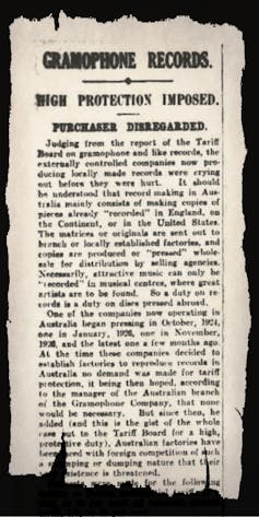 Protecting Australian women from American jazz: the hidden aim of the 1927 tariff inquiry