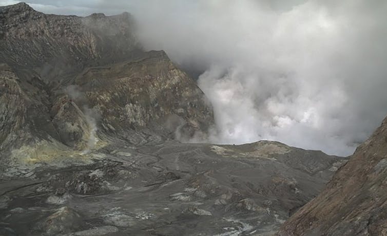 The eruption on White Island sent huge amounts of steam and ash into the air in the blast. GeoNet, CC BY-ND