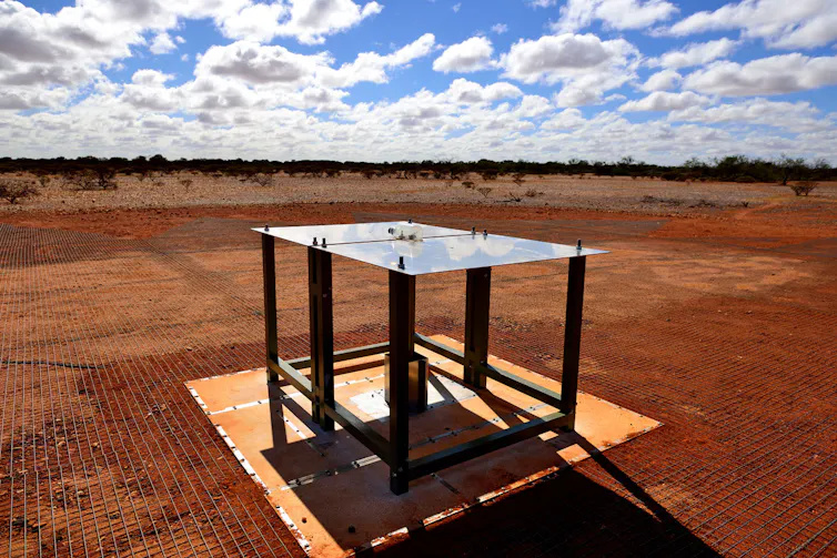 A single piece of equipment in the desert location.