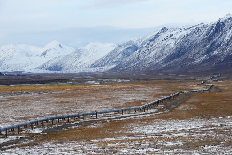 An oil pipeline in northern Alaska. saraporn / shutterstock