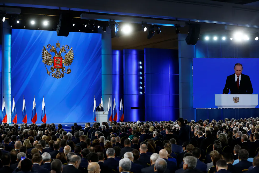 Vladimir Putin durante su discurso anual sobre el Estado de la Nación anunciando las reformas constitucionales