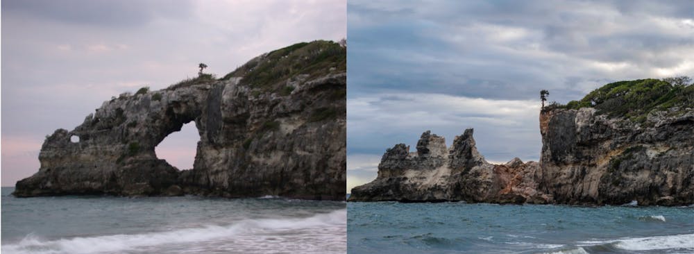 Punta Ventana, a popular tourist attraction near Guayanilla, Puerto Rico, before and after the Jan. 6 earthquake