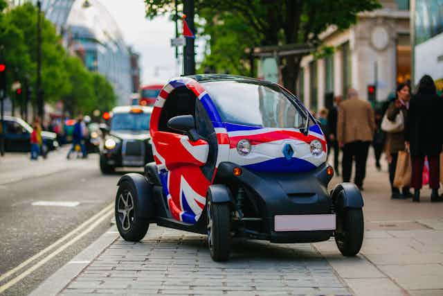 A Smart Car decked in the union flag.