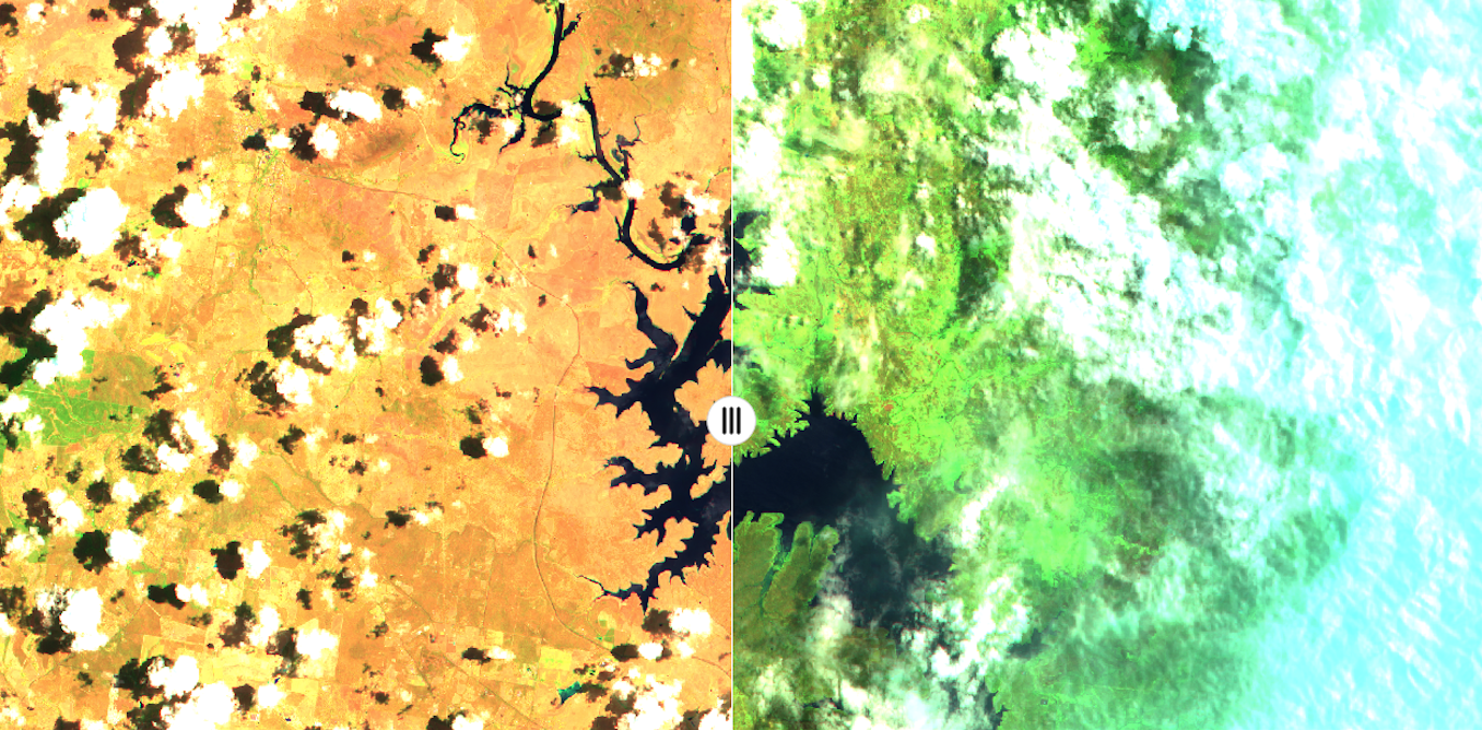 'It is quite startling': 4 photos from space that show Australia before and after the recent rain - The Conversation AU