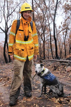 Romane Cristescu with detection dog