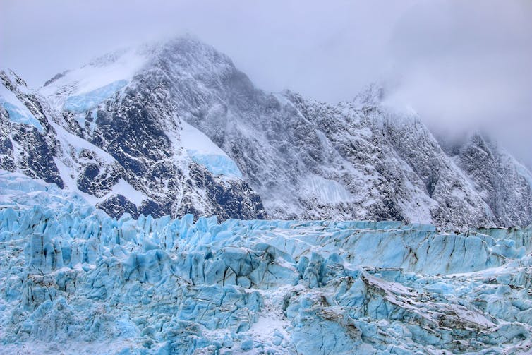 South Georgia is covered by glaciers and steep mountains.