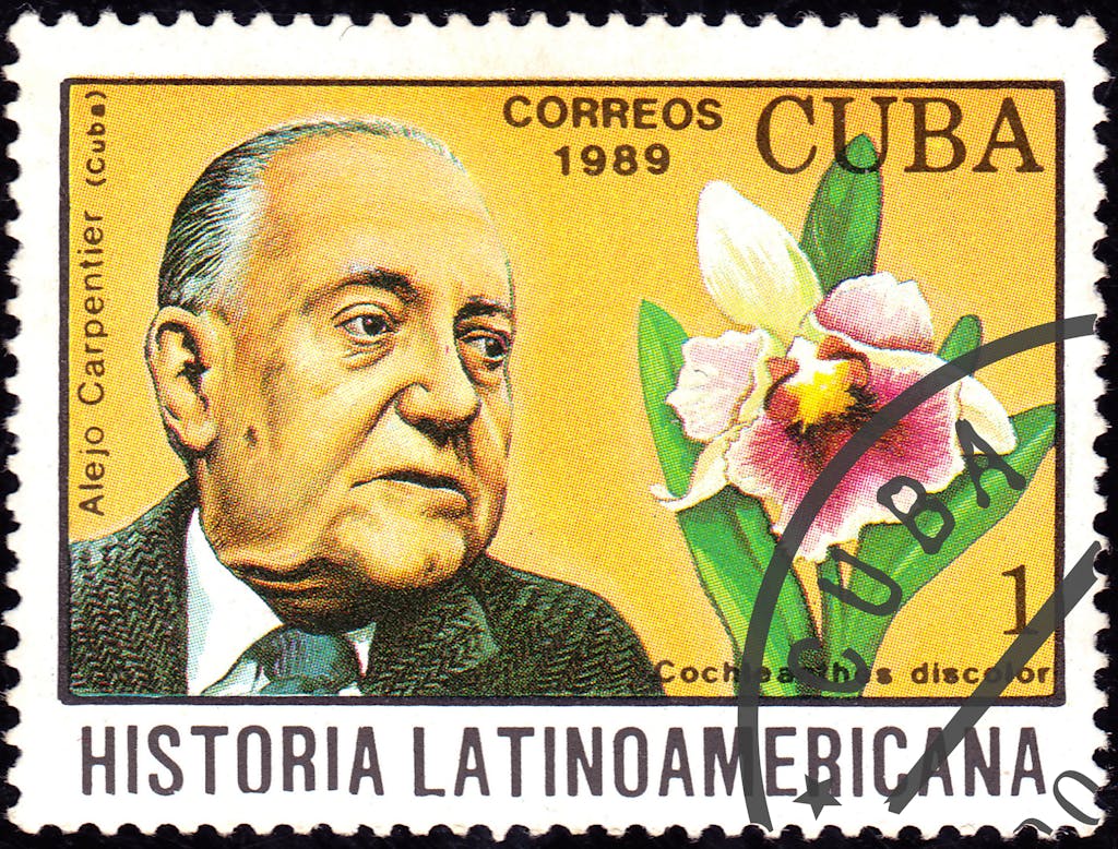 Kubanische Briefmarke zu Ehren Carpentiers | Bildquelle: https://theconversation.com/40-anos-sin-alejo-carpentier-un-musico-de-la-palabra-136593 © NA | Bilder sind in der Regel urheberrechtlich geschützt