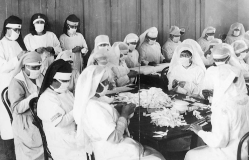 flu masks spanish 1918 face mask san wearing did wikimedia francisco nurses teach making compulsory them handout tore through city