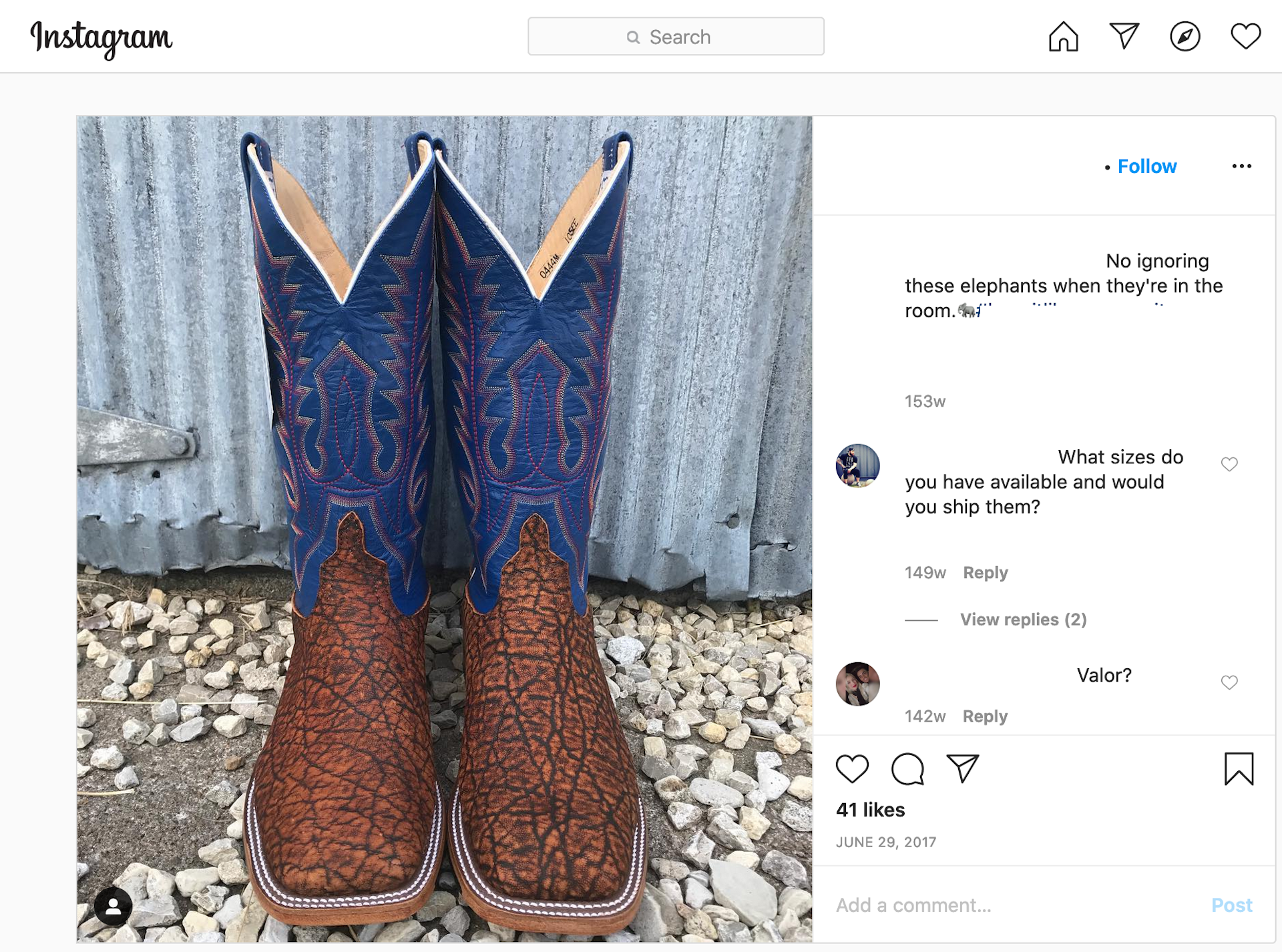 real elephant skin boots