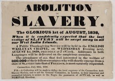 A poster advertised a chapel service in celebration of the abolition of slavery in 1838.