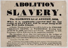 A poster advertised a chapel service in celebration of the abolition of slavery in 1838. 