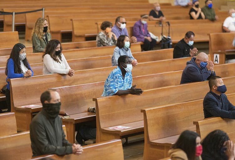 Masks, in addition to social distancing, are the best tool available to reduce airborne spread and are necessary as churches and other public places open up.