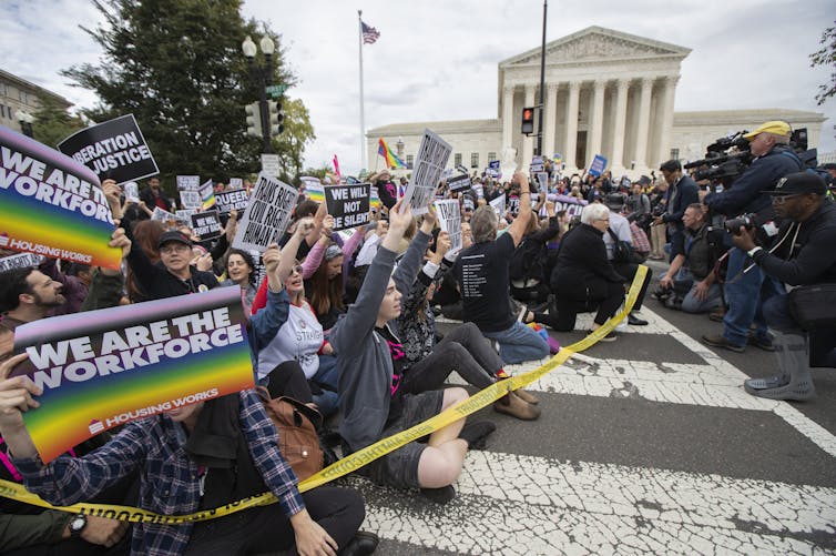 Supporters of LGBT rights protest in front of the U.S. Supreme Court. AP Photo/Manuel Balce Ceneta Supporters of LGBT rights protest in front of the U.S. Supreme Court. AP Photo/Manuel Balce Ceneta